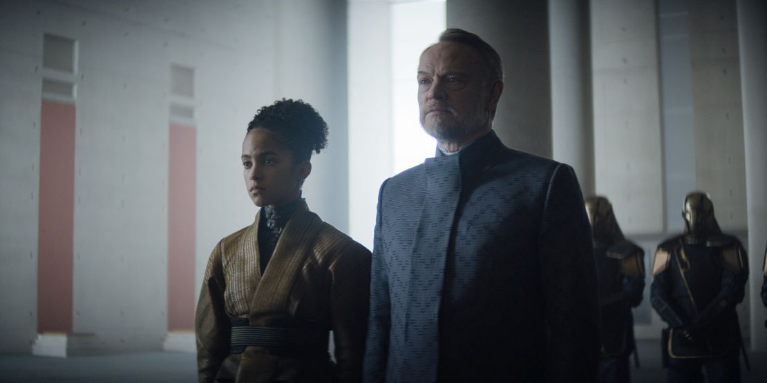Jared Harris and Lou Llobell in "Foundation," premiering September 24, 2021 on Apple TV+.