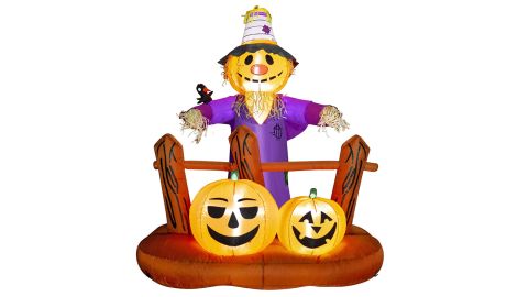 Hoojo 6-Foot Halloween Inflatable Scarecrow With Pumpkins and Built-In LEDs