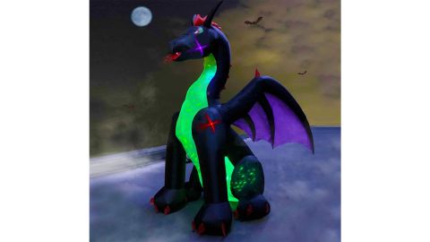 Video SeasonBlow 9-Foot Animated Fire and Ice Dragon With Wings
