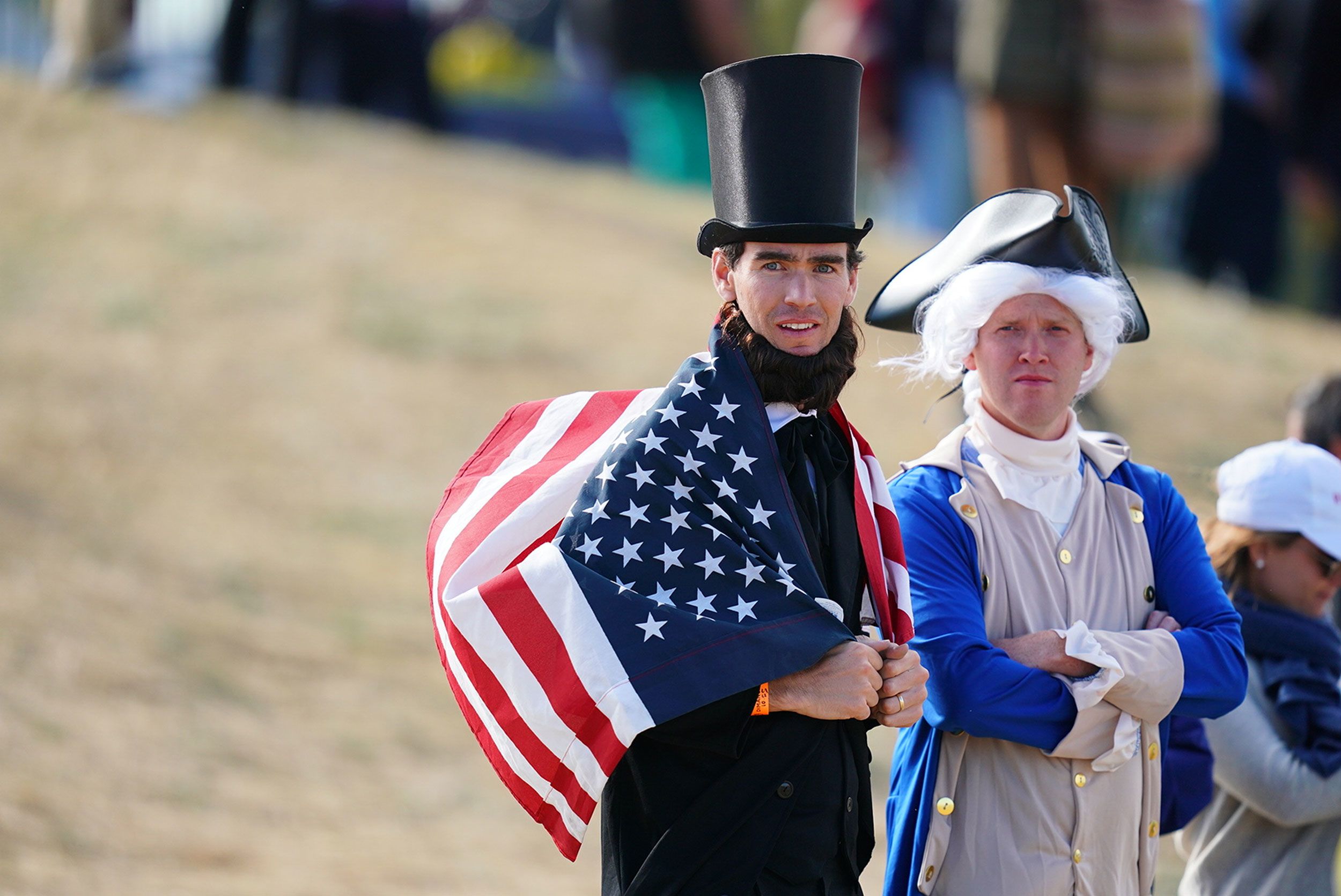Team US fans in gallery during Sunday singles at Le Golf National in 2018.