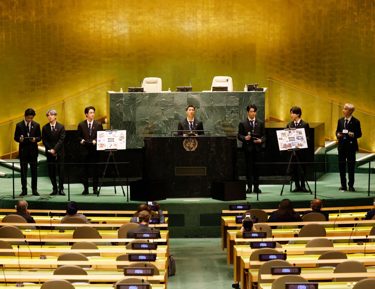 Members of the South Korean band BTS <a href="https://www.cnn.com/videos/world/2021/09/20/bts-performance-united-nations-mh-orig.cnn/video/playlists/atv-trending-videos/" target="_blank">speak at the United Nations General Assembly</a> on Monday, September 20. They discussed climate change and Covid-19, and there was also a <a href="https://www.youtube.com/watch?v=9SmQOZWNyWE" target="_blank" target="_blank">prerecorded performance</a> of their song, "Permission to Dance," which they produced at the United Nations.