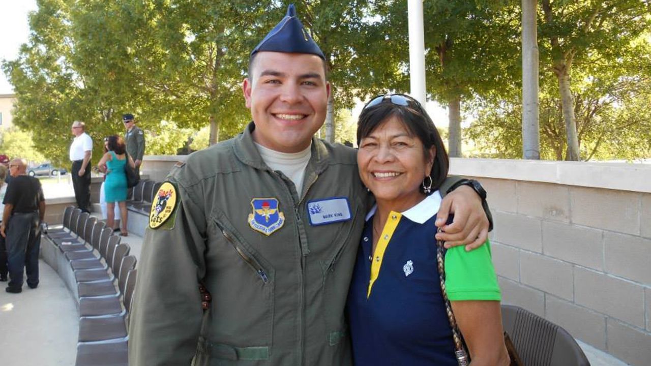 Olivia King, right, with son Mark King.