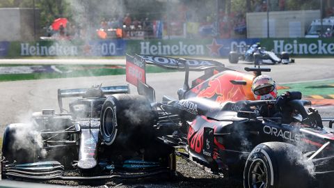 Verstappen and Hamilton collide at the Italian Grand Prix, Monza.