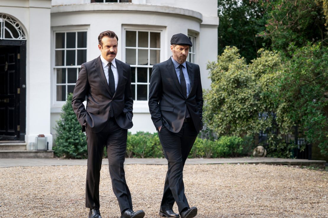 Jason Sudeikis and Brendan Hunt in "Ted Lasso" season two, episode 10 "No Weddings and a Funeral."