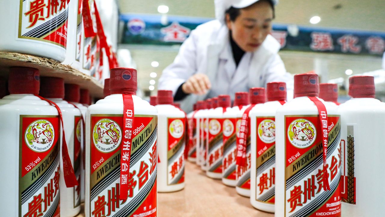 A worker at the Kweichow Moutai distillery in Maotai, located in Renhuai in southwest China's Guizhou Province.