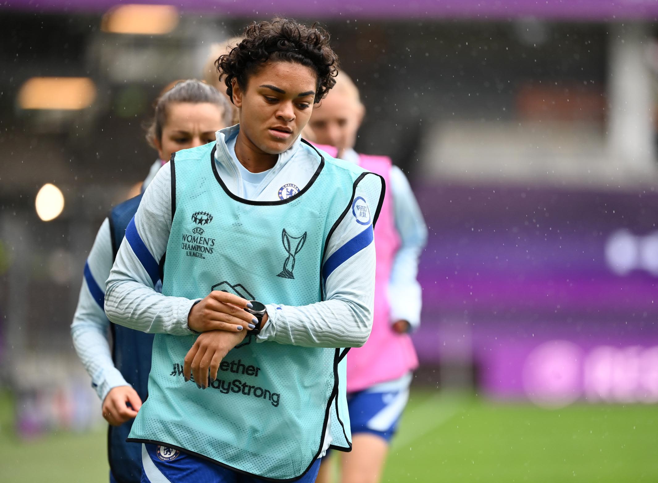 Jess Carter of Chelsea looks on during a Chelsea FC Women Training