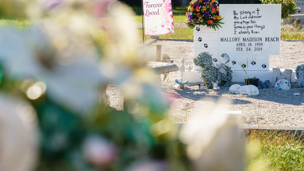 Mallory Beach's grave site is seen in the Sandy Run Baptist Church cemetery.