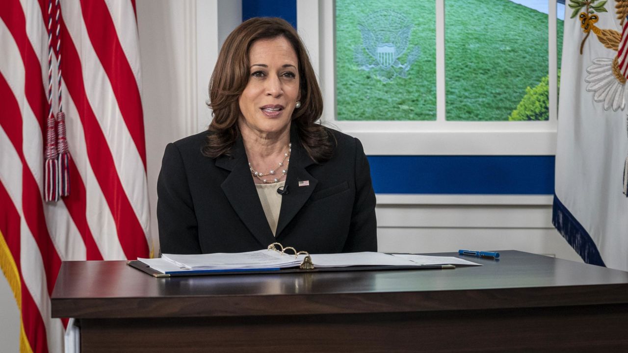 Vice President Kamala Harris leads a session at the President's virtual Covid summit at the White House in Washington, on Wednesday, September 22, 2021. 