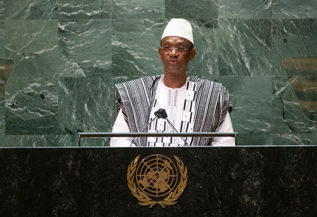 Mali's Prime Minister addresses the 76th session of the United Nations General Assembly at UN headquarters on September 25, 2021 in New York.