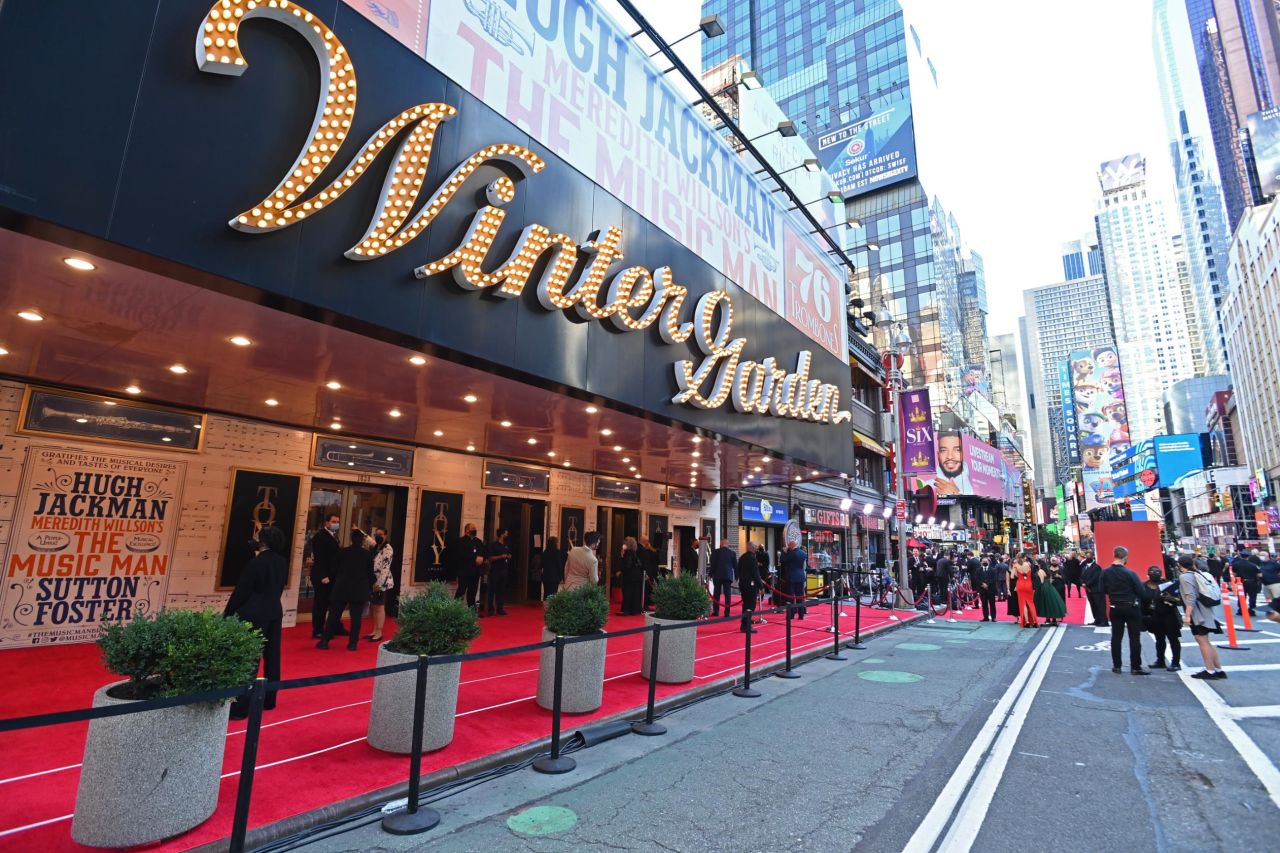 Guests arrive for the 74th Annual Tony Awards at the Winter Garden Theatre.