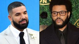 Drake, left, and The Weeknd.
