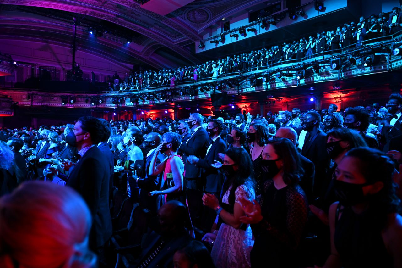 Audience members wear face masks during the 74th Annual Tony Awards.