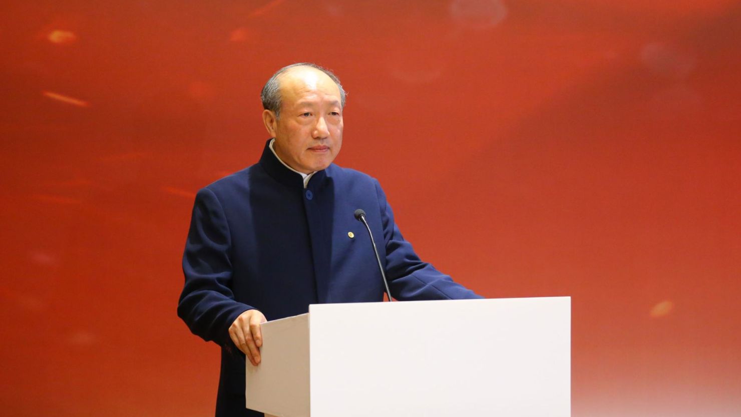 HNA Group Chairman Chen Feng making a speech in December 2018 in Haikou, Hainan, China.