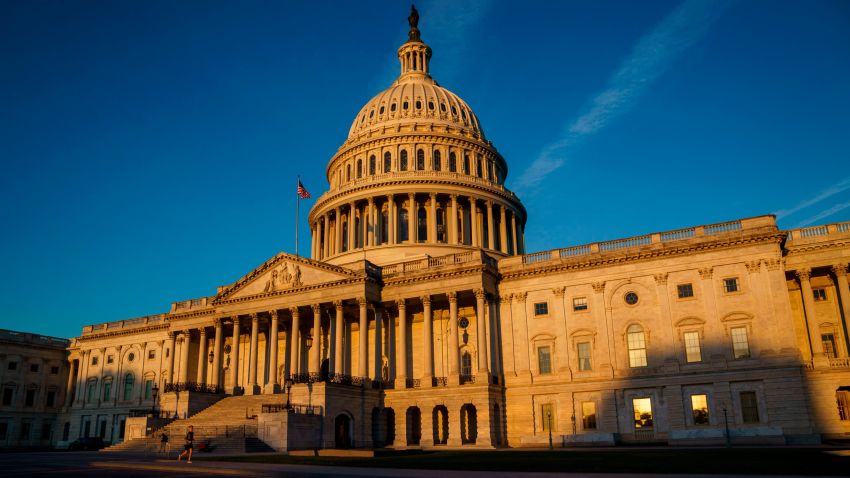 The Capitol is seen at dawn as a consequential week begins in Washington for President Joe Biden and Democratic leaders in Congress who are trying to advance his $3.5 trillion "Build Back Better" and pass legislation to avoid a federal shutdown, Monday, Sept. 27, 2021. (AP Photo/J. Scott Applewhite)