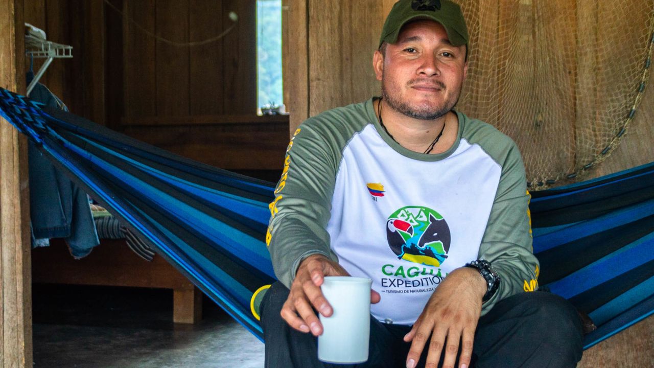 Frellin "Pato" Noreña is a 33-year-old ex-combatant who guides river expeditions.