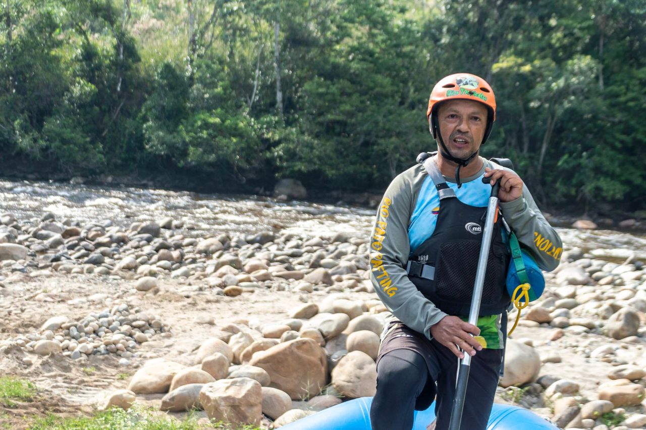 Guide Hermides "Profe" Linares, a 30-year veteran of the FARC, is proud to show off the area's natural beauty. 
