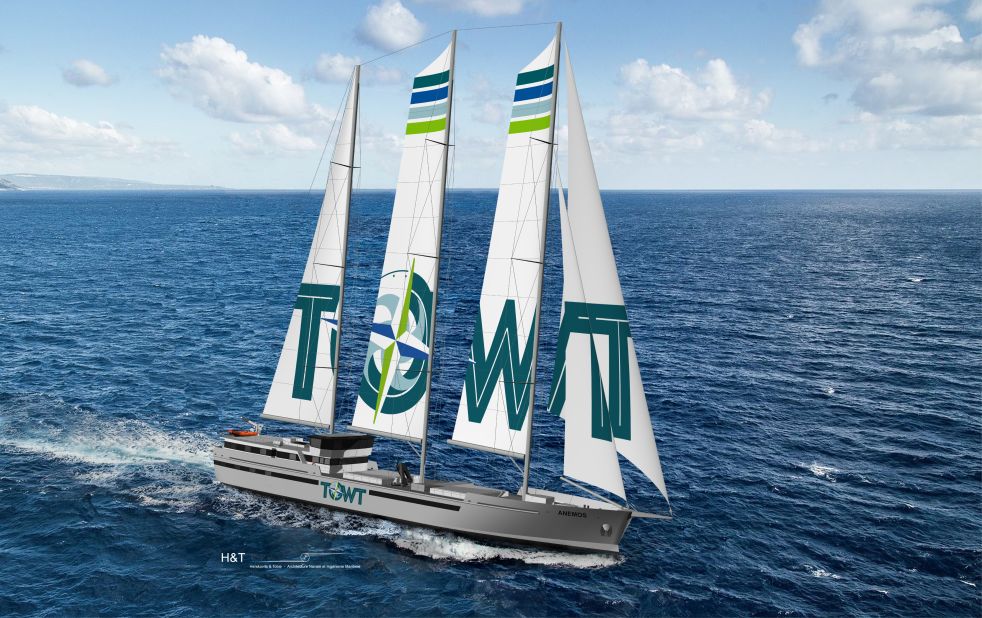 French company TOWT (TransOceanic Wind Transport) also depends almost entirely on wind power and will launch its first fleet of industrial-scale cargo ships in 2024. The vessels (pictured here in a rendering) will carry cocoa, coffee, champagne, sugar and other goods across four maritime routes. Each ship will be equipped with smart tracking systems so that high-end clients can monitor shipments and see how much carbon emissions they are saving.  