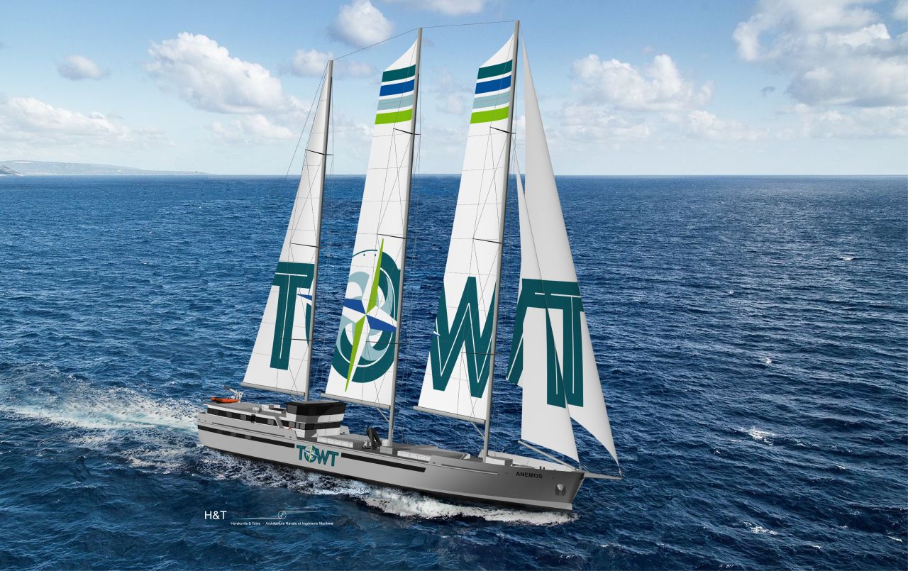 French company TOWT (TransOceanic Wind Transport) also depends almost entirely on wind power and will launch its first fleet of industrial-scale cargo ships in 2023. The vessels (pictured here in a rendering) will carry cocoa, coffee, champagne, sugar and other goods across four maritime routes. Each ship will be equipped with smart tracking systems so that high-end clients can monitor shipments and see how much carbon emissions they are saving.  