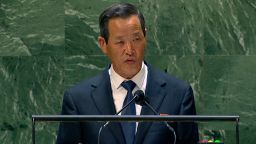 A representative from North Korea speaks at the UNGA on Monday, September 27.