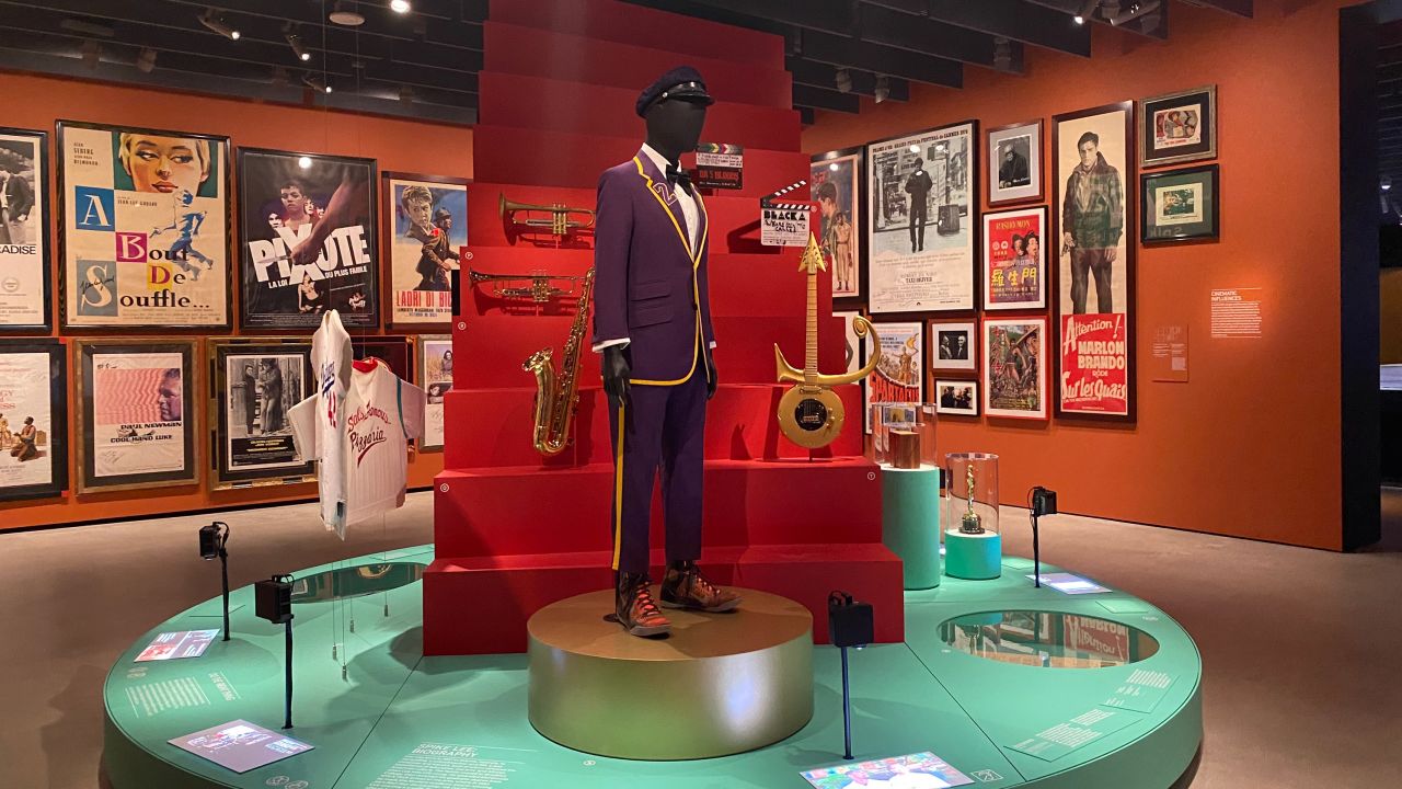 Director Spike Lee's suit, which he wore in honor of Kobe Bryant to the 2019 Oscars,  is among the items on display at the Academy of Motion Pictures Museum.