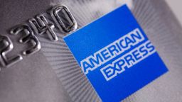 underscored american express logo on credit card
