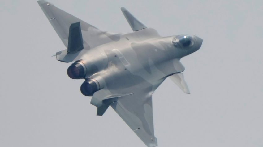 A J-20 stealth fighter jet of the Chinese People's Liberation Army (PLA) Air Force performs during the 13th China International Aviation and Aerospace Exhibition, also known as Airshow China 2021, on Tuesday, Sept. 28, 2021 in Zhuhai in southern China's Guangdong province. (AP Photo/Ng Han Guan)
