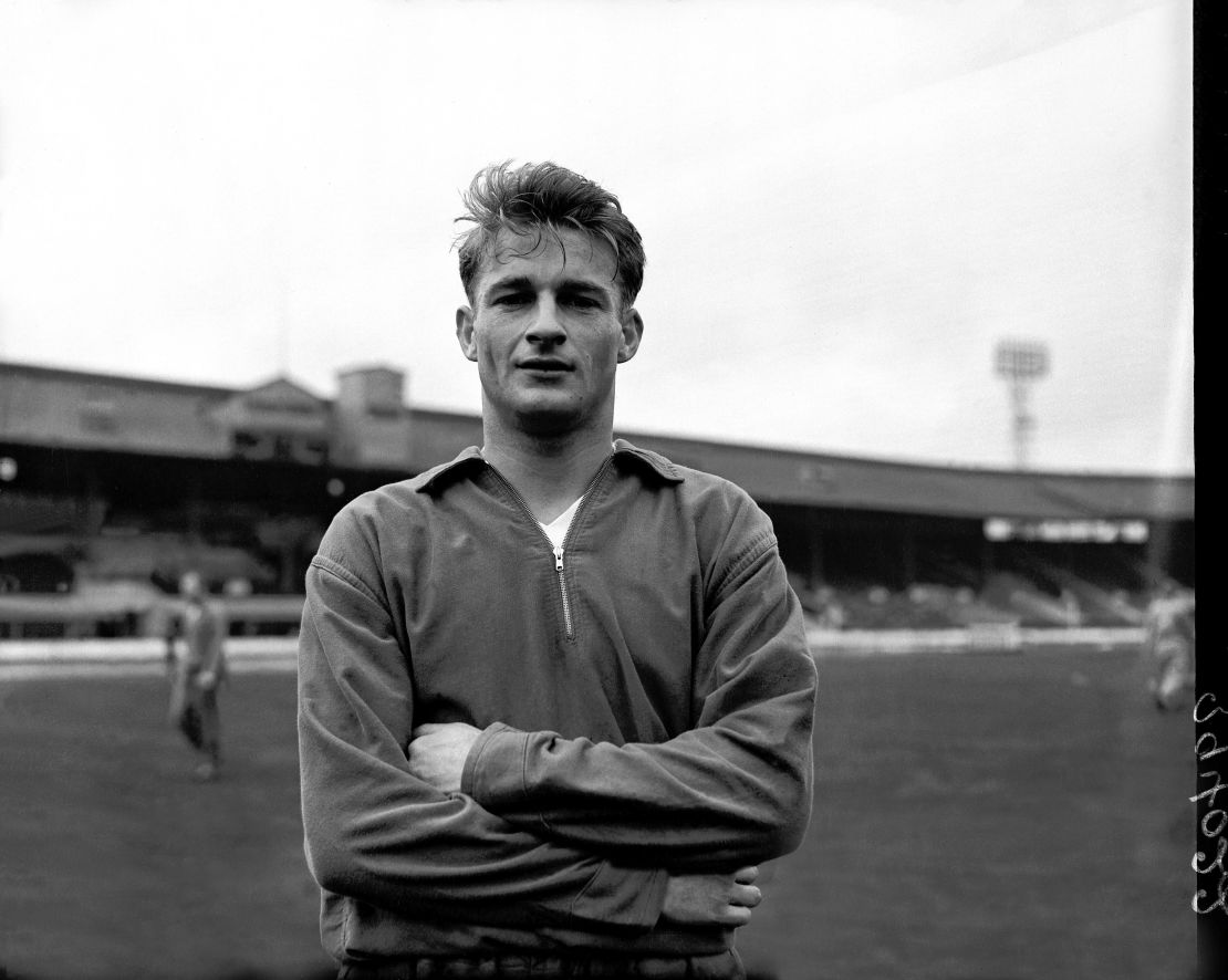 Roger Hunt, England and Liverpool, on April 3, 1962.