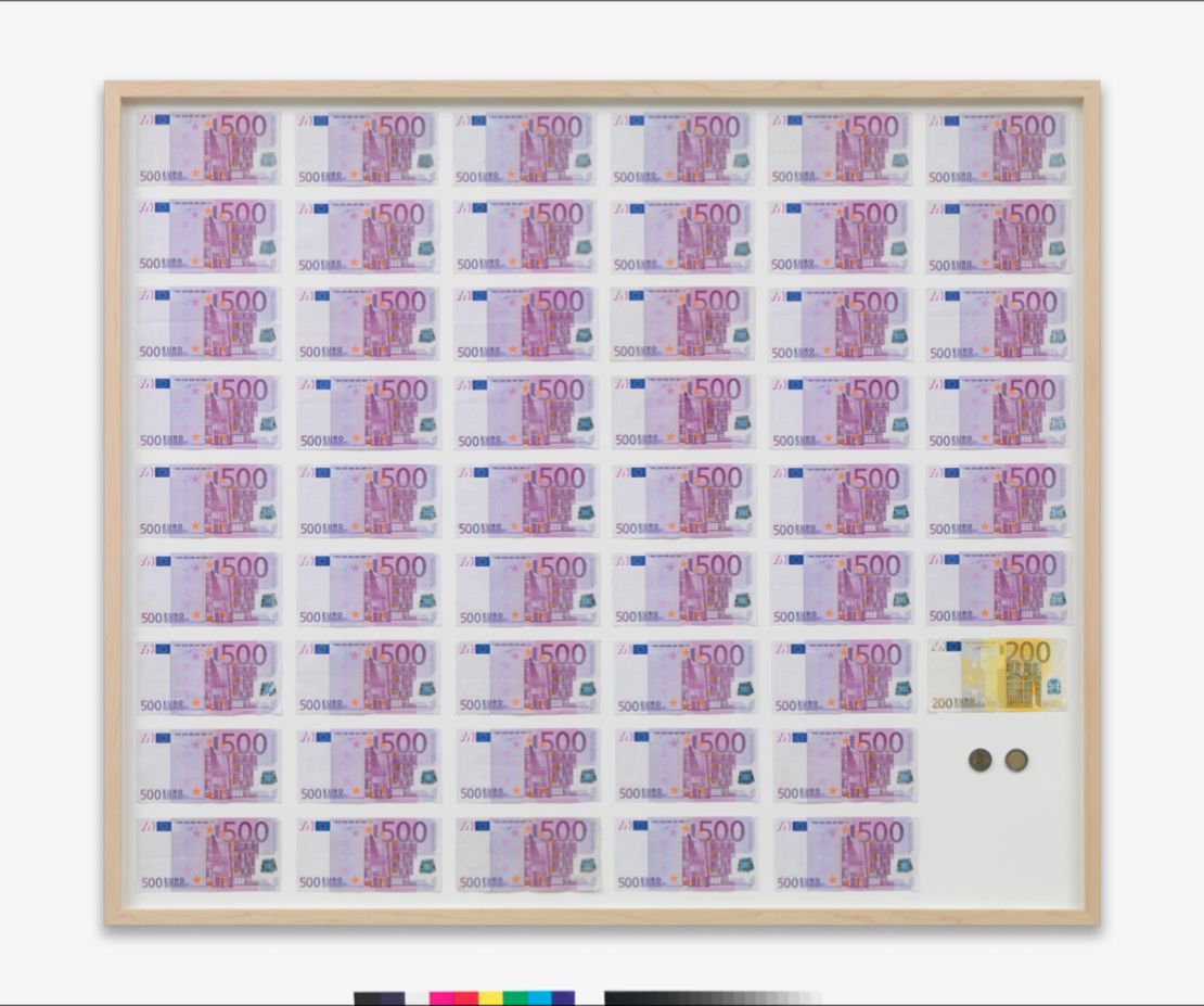 The new works were meant to be updated versions of artworks from 2007 and 2010. Pictured: "An Average Austrian Year Income, 2007."