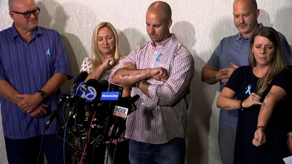 Gabby Petito's parents and stepparents showed they got matching tattoos in her memory at a news conference on Tuesday, September 28.