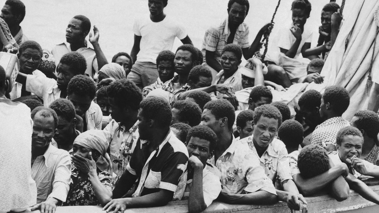 Haitians arrive in Miami aboard a crowded sailboat in October 1979.