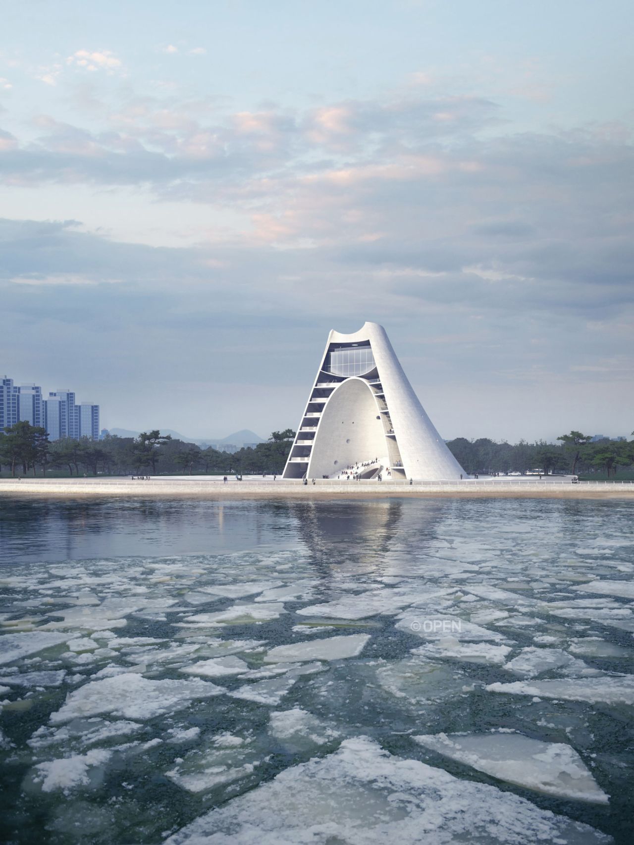 A digital rendering of the Sun Tower in Yantai, Shandong province.