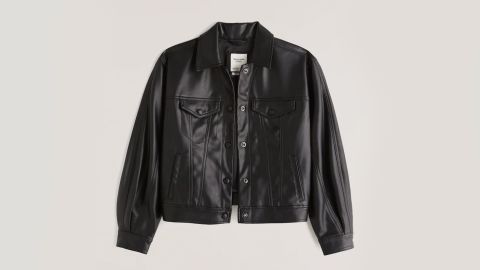 Abercrombie & Fitch Relaxed Vegan Leather Trucker Jacket