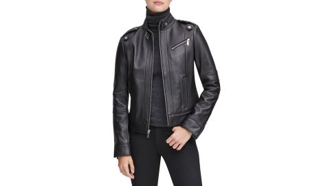 Marc New York Stand Collar Leather Moto Jacket