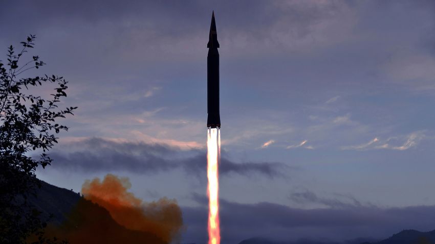 This photo provided by the North Korean government shows what North Korea claims to be a new hypersonic missile launched from Toyang-ri, Ryongrim County, Jagang Province, North Korea, Tuesday, Sept. 28, 2021. North Korea said Wednesday, Sept. 29, 2021 it successfully tested the new hypersonic missile it implied was being developed as nuclear capable as it continues to expand its military capabilities while pressuring Washington and Seoul over long-stalled negotiations over its nuclear weapons. Independent journalists were not given access to cover the event depicted in this image distributed by the North Korean government. The content of this image is as provided and cannot be independently verified. Korean language watermark on image as provided by source reads: "KCNA" which is the abbreviation for Korean Central News Agency. (Korean Central News Agency/Korea News Service via AP)