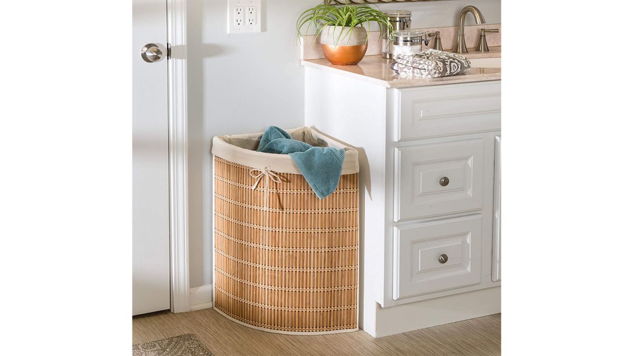 Honey-Can-Do Bamboo Wicker Corner Hamper
