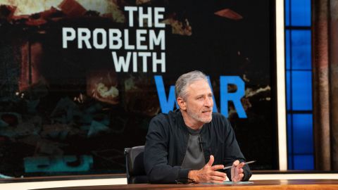 Jon Stewart is pictured during an episode of "The Problem With Jon Stewart" on Apple TV+.