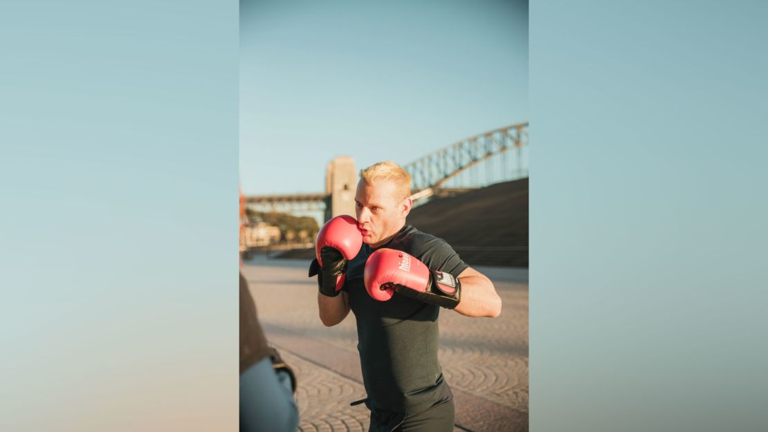 Stark training with coach Tanya in Sydney, the home of the World Gay Boxing Championships.