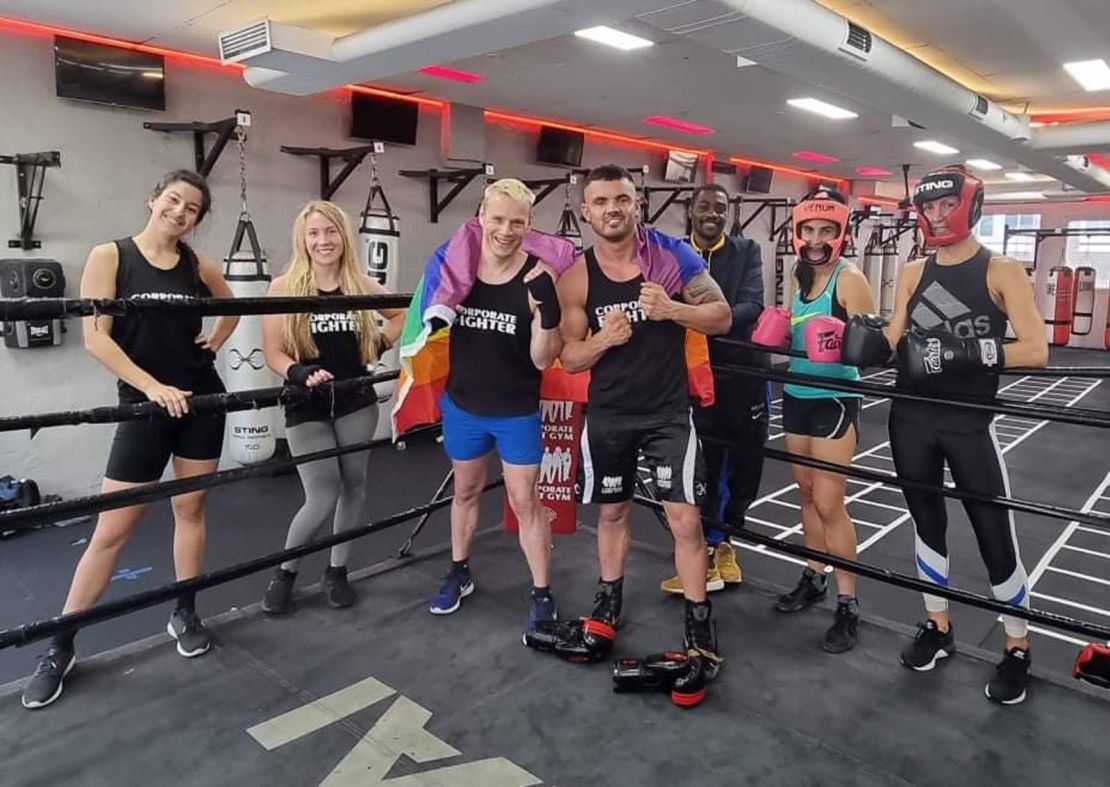 Stark and WGBC ambassador Shaun Jacobs celebrate Pride Month with other participants who are training to compete in a fight night to raise funds for the WGBC.