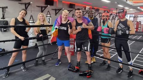 Stark and WGBC ambassador Shaun Jacobs celebrate Pride Month with other participants who are training to compete in a fight night to raise funds for the WGBC.