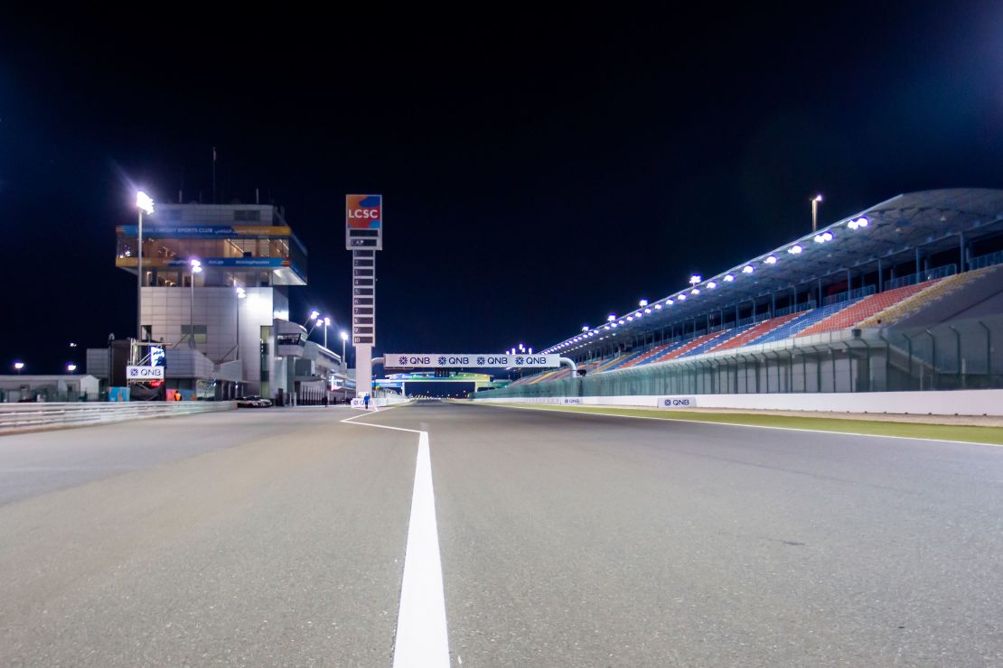 A general view of the pit building and main grandstand at the QNB Qatar Motorcycle Grand Prix at Losail International Circuit.