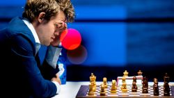 Norwegian World champion Magnus Carlsen (L) plays against Dutch player Anish Giri during the eleventh round of the Tata Steel Chess Tournament in village house De Moriaan in Wijk aan Zee, on January 29, 2021. (Photo by Koen van Weel / ANP / AFP) / Netherlands OUT (Photo by KOEN VAN WEEL/ANP/AFP via Getty Images)