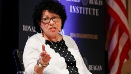In this September 25, 2019, file photo Supreme Court Justice Sonia Sotomayor speaks during a panel discussion at the Library of Congress in Washington. 