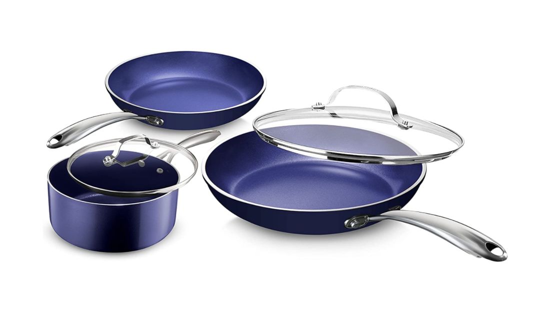 Granite Stone Diamond Blue Pots and Pans 5-Piece Set