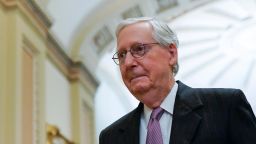 Senate Minority Leader Mitch McConnell of Ky., arrives on Capitol Hill in Washington, Thursday, Sept. 30, 2021. 