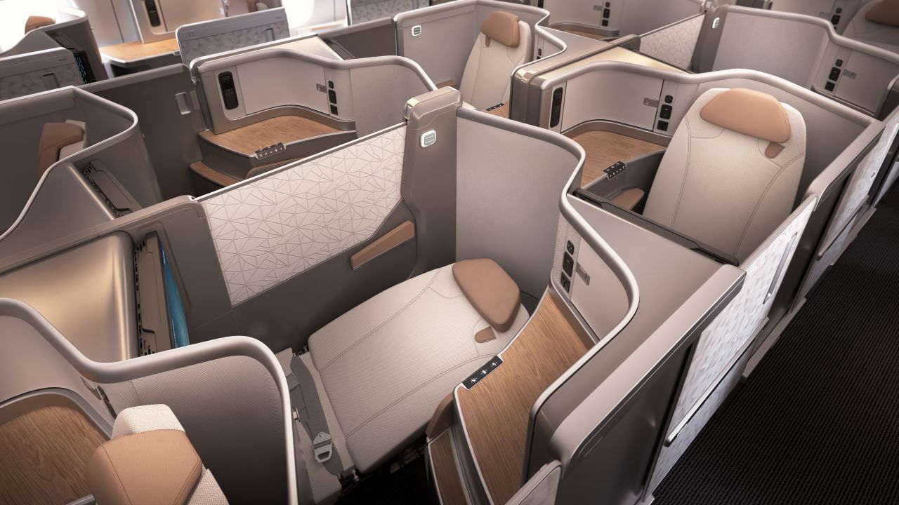 <strong>Suite dreams: </strong>Recaro's seat reclines to a fully flat bed and there's direct access to the aisle for every passenger thanks to the staggered seating layout. 