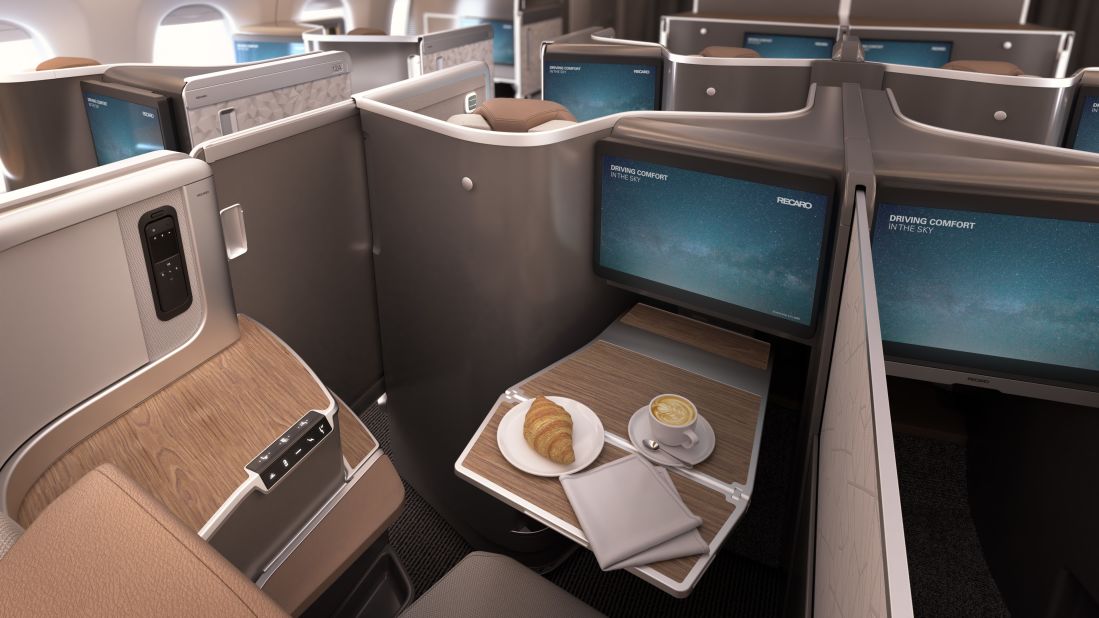 <strong>Work, dine, play: </strong>Recaro's design offers wireless charging, space for massive inflight entertainment monitors and 4K video capacity, multiple storage options and space to work, dine and play. 