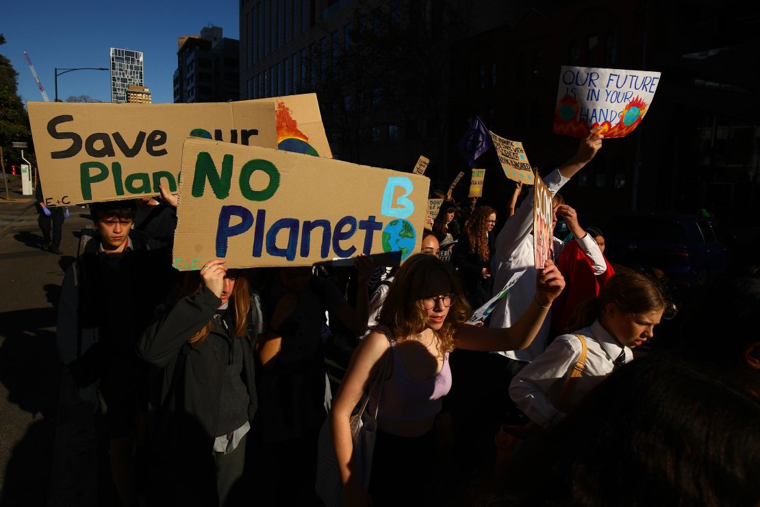 Protesters take part in the School Strike 4 Climate rally on May 21 in Melbourne, Australia.