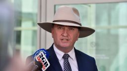 CANBERRA, AUSTRALIA - FEBRUARY 16:  Barnaby Joyce speaks to the press on February 16, 2018 in Canberra, Australia. Mr Joyce announced last week that he had separated from his wife and was expecting a child with his former media adviser Vikki Campion. Since then, speculation has mounted that the National Party leader may have to resign as Deputy Prime Minister.  (Photo by Michael Masters/Getty Images)