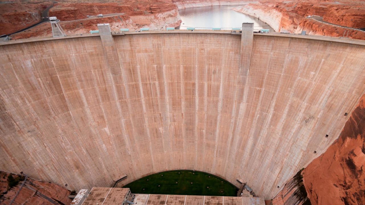 The Glen Canyon Dam was built on the Colorado River near Page, Arizona, to create Lake Powell in the 1960s.