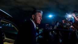Sen. Joe Manchin, D-W.Va., speaks to reporters as he leaves a private meeting with Sen. Kyrsten Sinema, D-Ariz., White House domestic policy adviser Susan Rice, Director of the National Economic Council Brian Deese, and other White House officials on Capitol Hill in Washington, Thursday, Sept. 30, 2021. Determined not to let his $3.5 trillion government overhaul collapse, President Joe Biden cleared his schedule late Thursday and Speaker Nancy Pelosi pushed the House into an evening session as the Democratic leaders worked to negotiate a scaled-back plan centrist holdouts would accept. (AP Photo/Andrew Harnik)